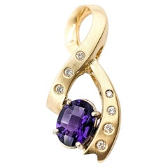 Colgante Cinta Amatista y Diamante en Oro Amarillo de 14k