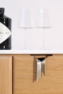 Ribbon Bar / Console - White Oak Wood with Silver Hardware by Debra Folz