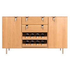 Ribbon Bar / Console - White Oak Wood with Silver Hardware by Debra Folz