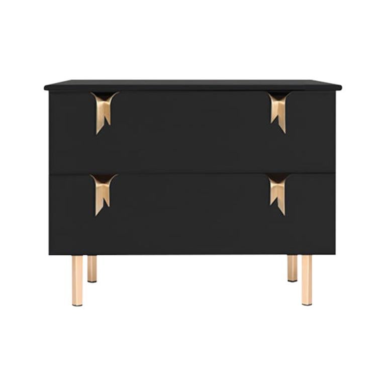 Ribbon Bedside / Side Table, Black Ashwood, Bronze Hardware by Debra Folz