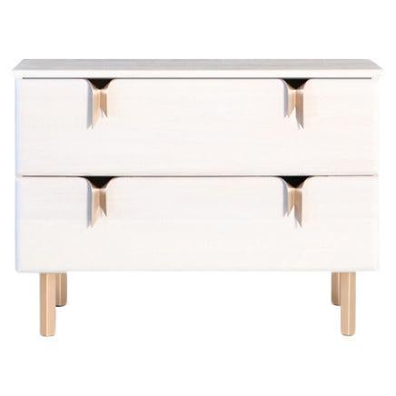 Ribbon Bedside Tables, 2 Drawer, Ivory Wood, Bronze Hardware by Debra Folz For Sale