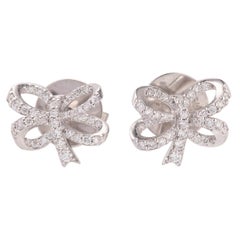 Ribbon Bow Diamonds 18 Carat White Gold Studs Earrings