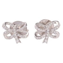 Ribbon Bow Diamonds 18 Carat White Gold Studs Earrings