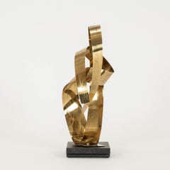 Ribbon Brass Sculpture Signed "MC"