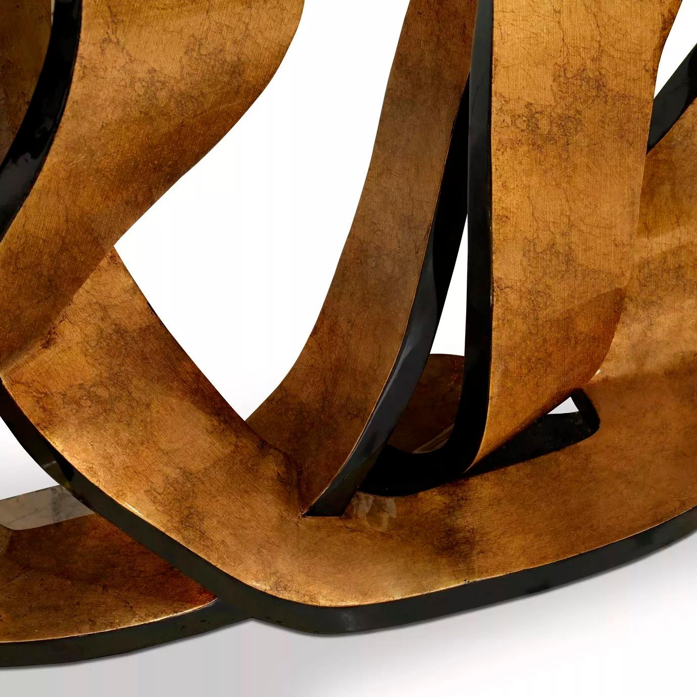 Portuguese Ribbon Broken Copper Leaf Console For Sale