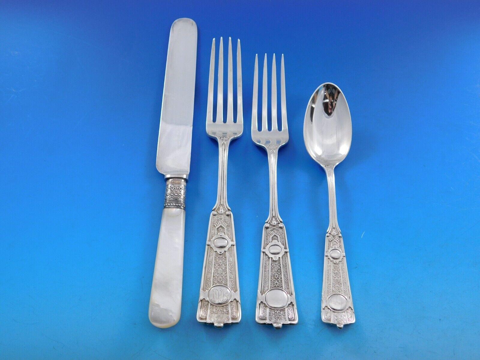 Ribbon by Wendt Sterling Silver Flatware Set for 8 Service 57 pieces Dinner In Excellent Condition In Big Bend, WI