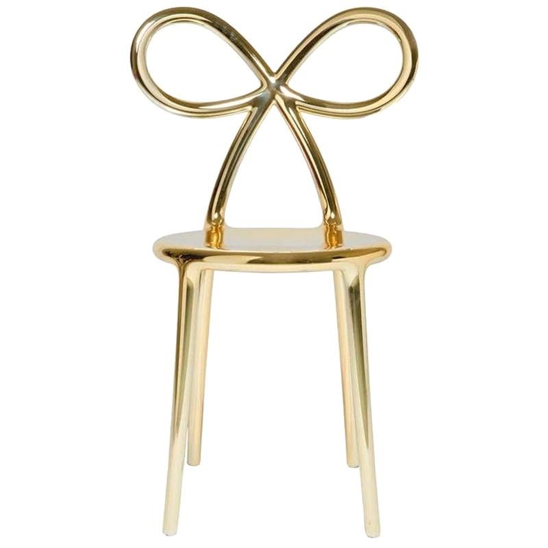 In Stock in Los Angeles, Gold Metal Ribbon Chair by Nika Zupanc