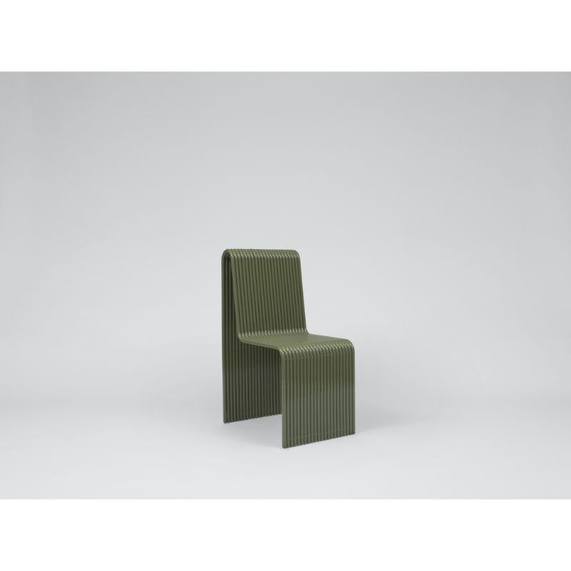 Ribbon chair, green by Laun ( Handmade in Los Angeles )
Ribbon Collection
Dimensions: H.89 D.65 W.42 cm
Materials: Powdercoated Aluminum

Also Available: Ribbon Stool, Ribbon Lounge Chair, custom sizing, and finishes upon
