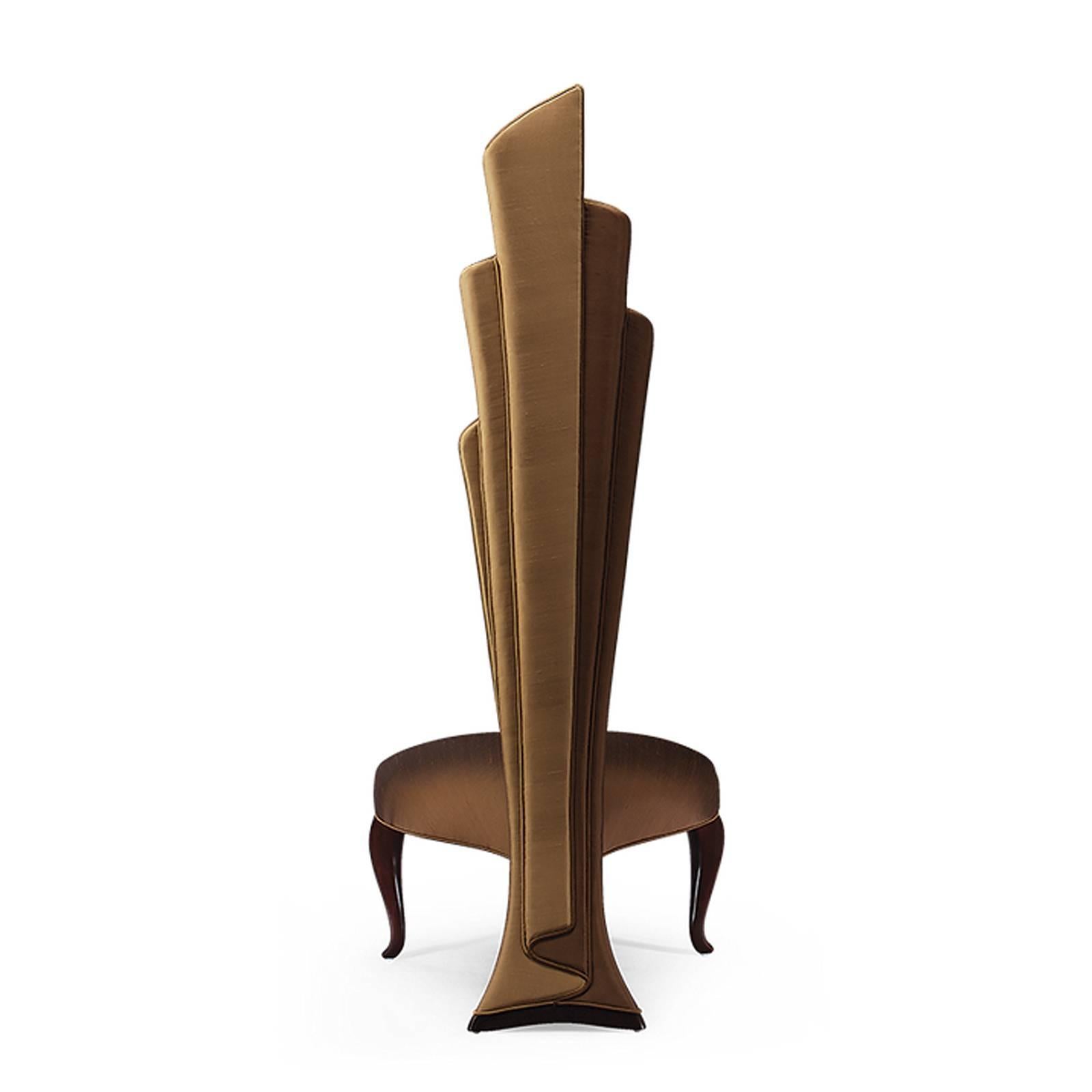 Ribbon Chair in Solid Mahogany Wood and High Quality Fabric In Excellent Condition In Paris, FR