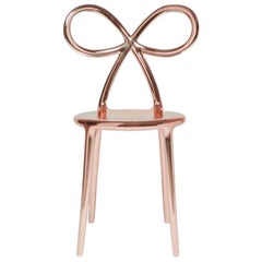 In Stock in Los Angeles, Ribbon Chair Metal Pink, by Nika Zupanc, Made in Italy