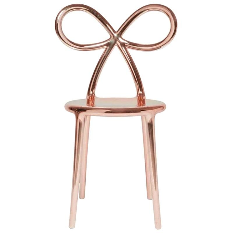 In Stock in Los Angeles, Ribbon Chair Metal Pink, by Nika Zupanc, Made in Italy