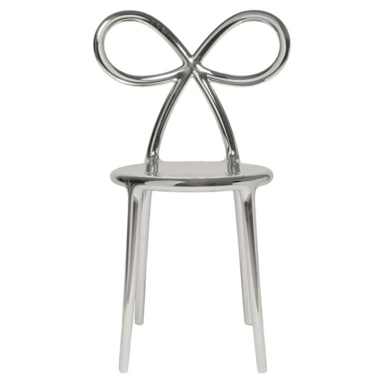 Ribbon Chair Metal Silver by Nika Zupanc, Made in Italy For Sale