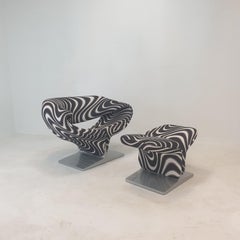 Chaise ruban avec pouf de Pierre Paulin pour Artifort, années 1990