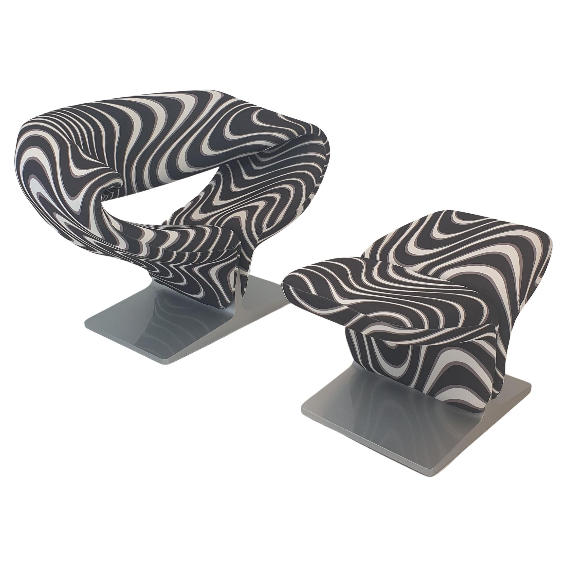 Ribbon Chair With Ottoman by Pierre Paulin for Artifort, 1990's For Sale