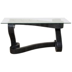 "Ribbon" Console Table in Black Tessellated Stone