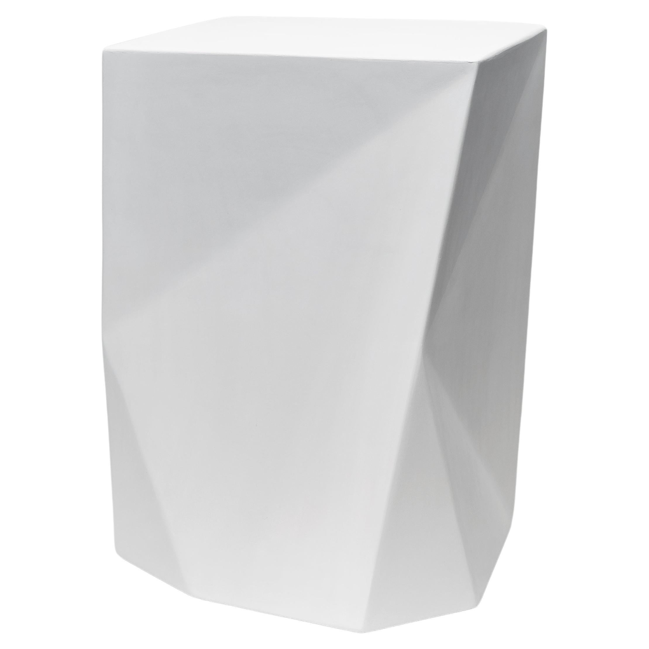 "Ribbon" Contemporary Side Table, Hand-sculpted plaster, Benediko