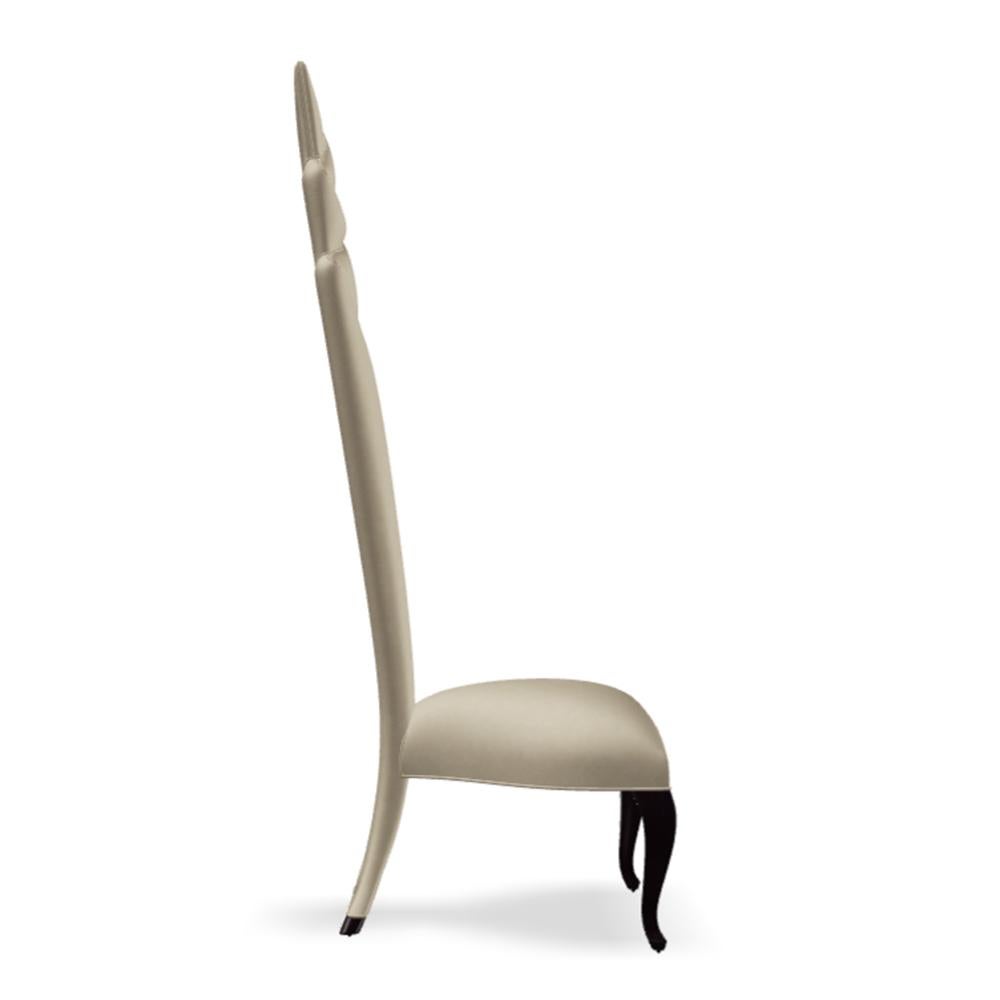 Hand-Carved Ribbon Cream Dining Chair For Sale