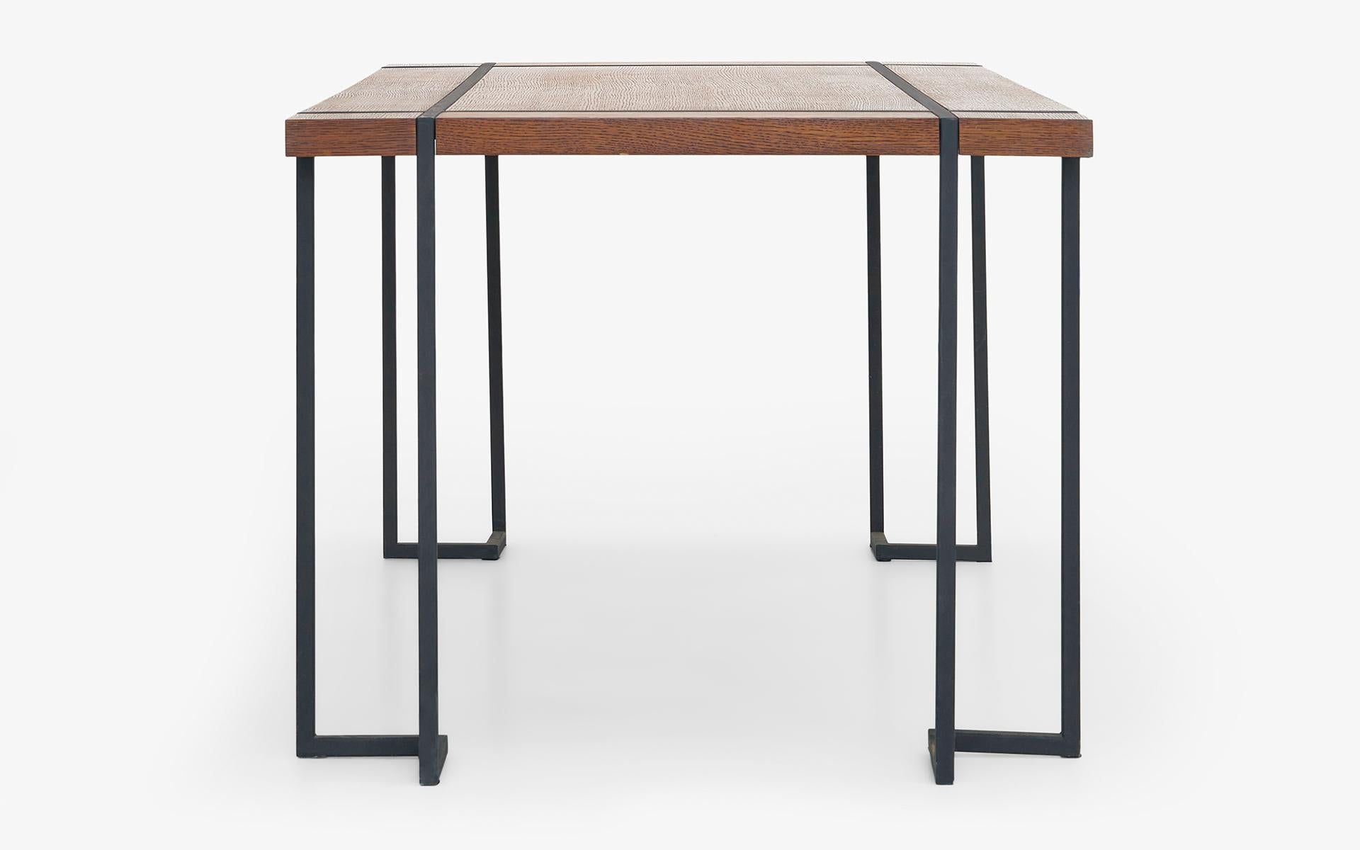 Ribbon Dark Oak and Black Metal Dining Table For Sale 5