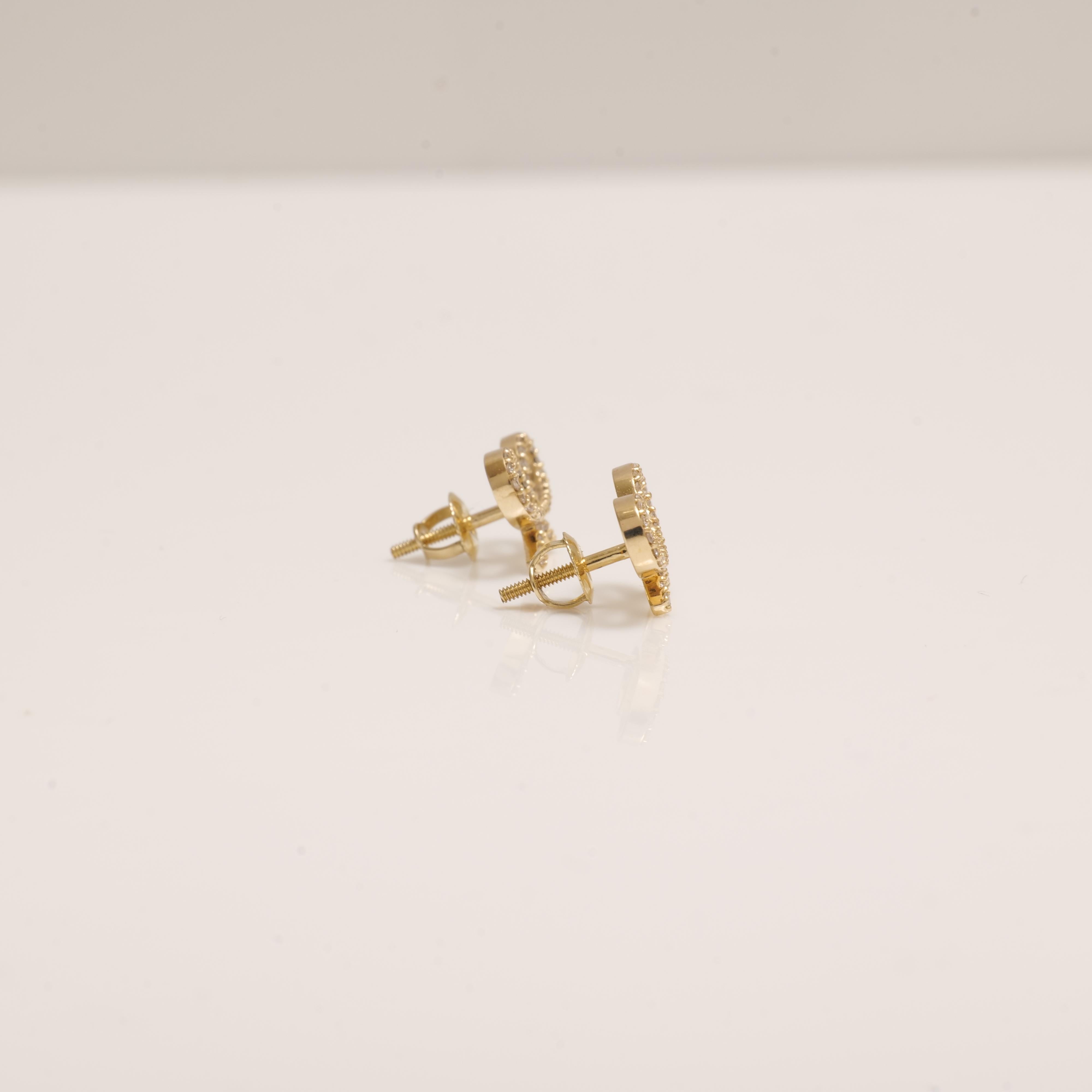 Pendientes de diamantes en oro macizo de 14k (certificado) en venta 2