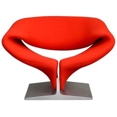 Ribbon F582 Chair in Red Wool by Pierre Paulin for Artifort, Netherlands, 1966