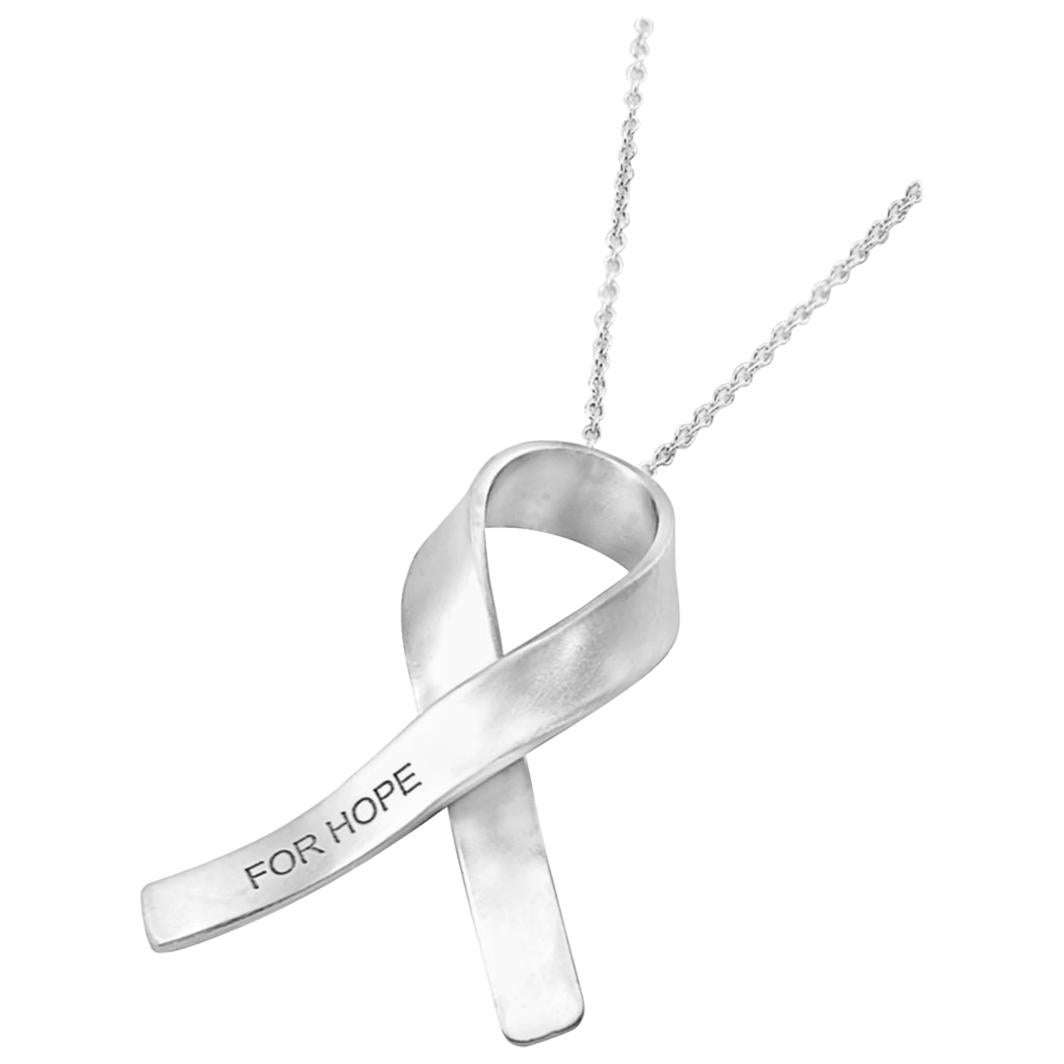 Margherita Burgener Handcrafted Silver Ribbon For Hope Necklace 
