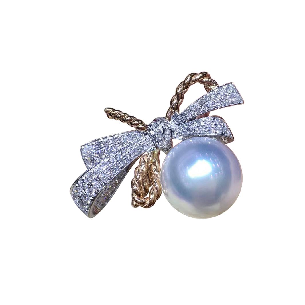 【Crown Radiance】Aurora South Sea Pearl Cocktail Ring in 18K White & Rose Gold