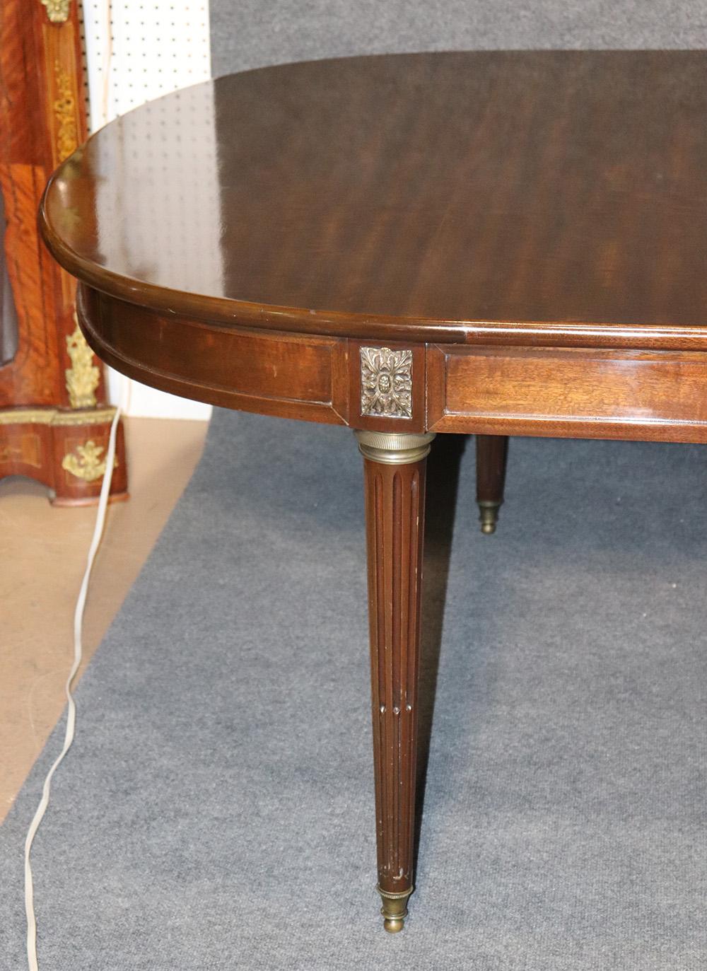 Mid-20th Century Ribbon Mahogany Louis XVI Maison Jansen Style Solid Top Conference Dining Table