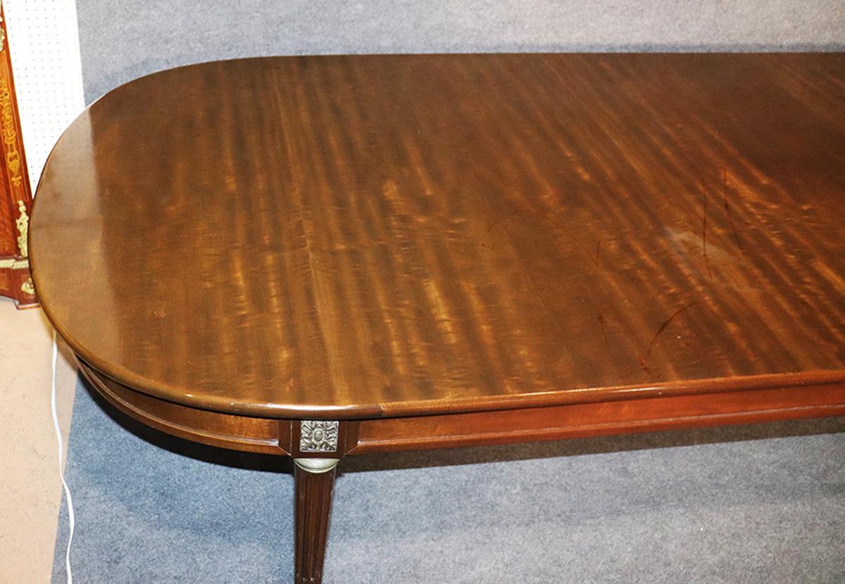 Ribbon Mahogany Louis XVI Maison Jansen Style Solid Top Conference Dining Table 3