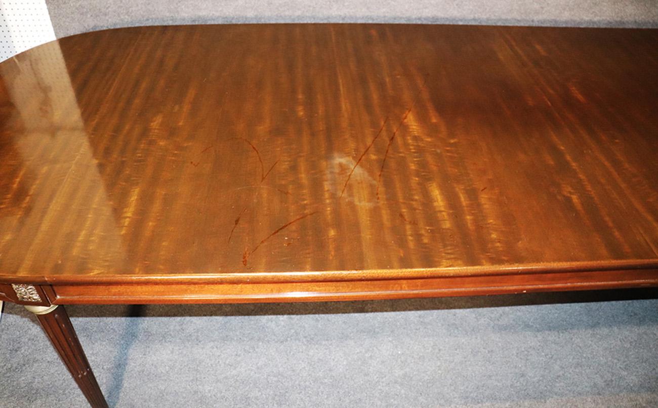 Ribbon Mahogany Louis XVI Maison Jansen Style Solid Top Conference Dining Table 4