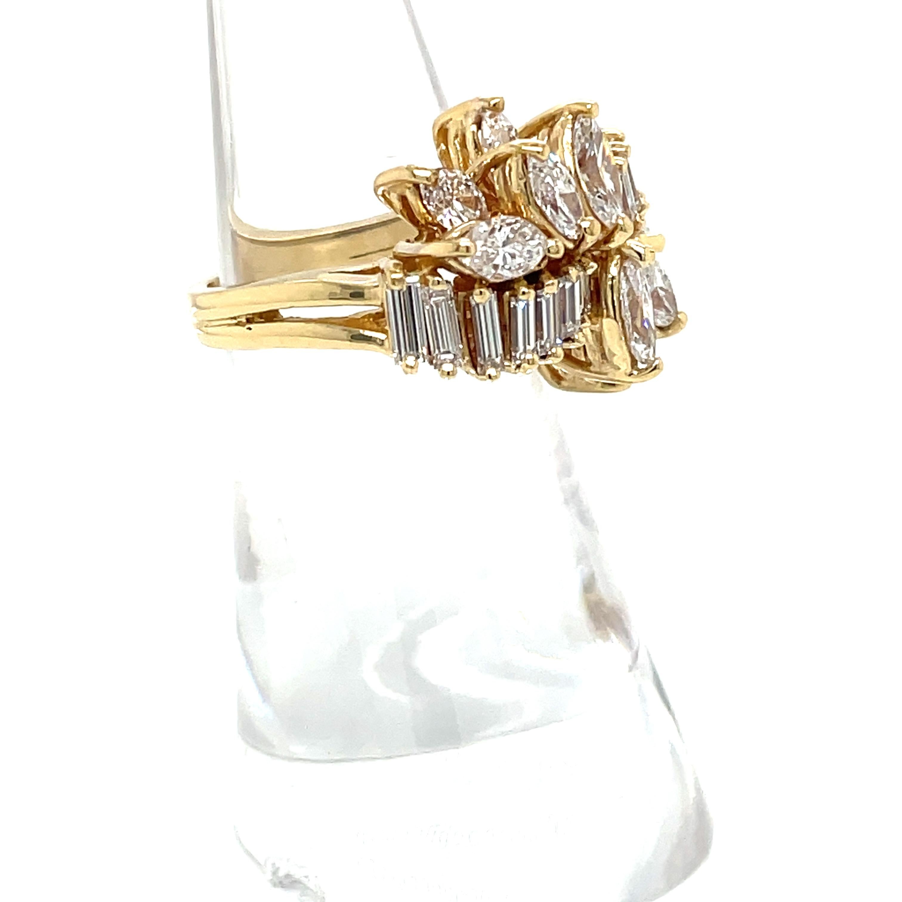 Ribbon of Diamonds 18 Karat Yellow Gold Cocktail Ring In New Condition For Sale In Mount Kisco, NY