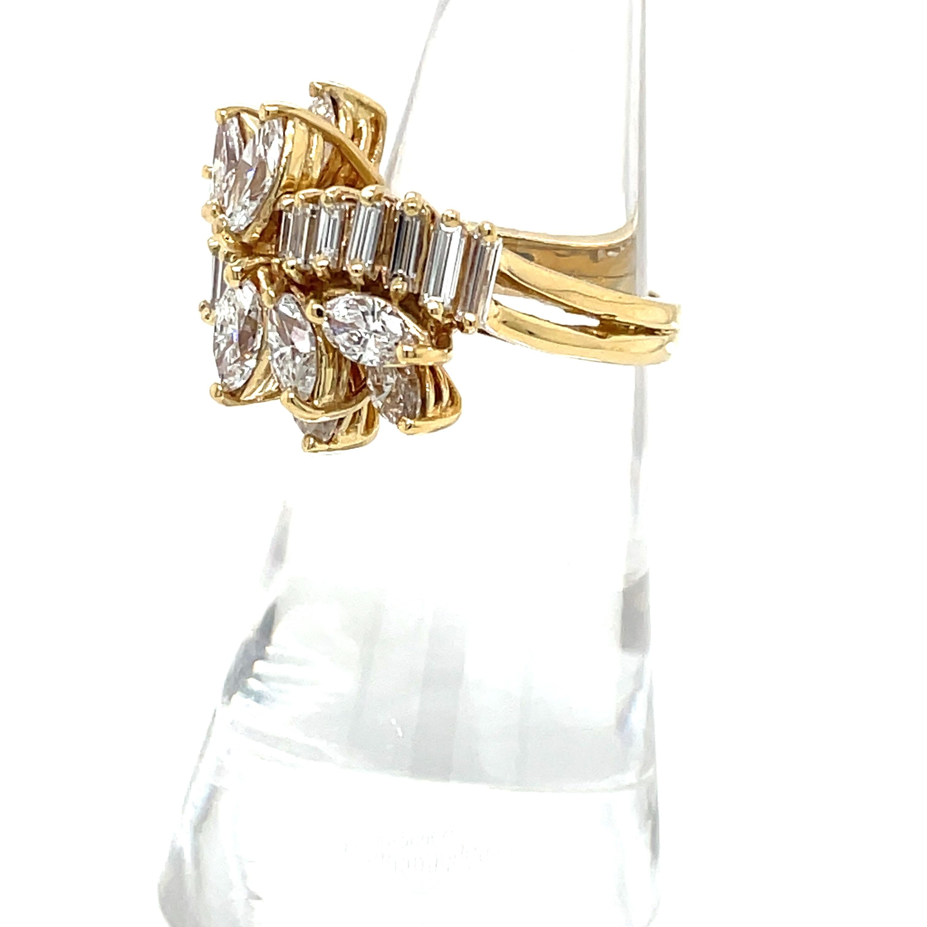 Ribbon of Diamonds 18 Karat Yellow Gold Cocktail Ring For Sale 1
