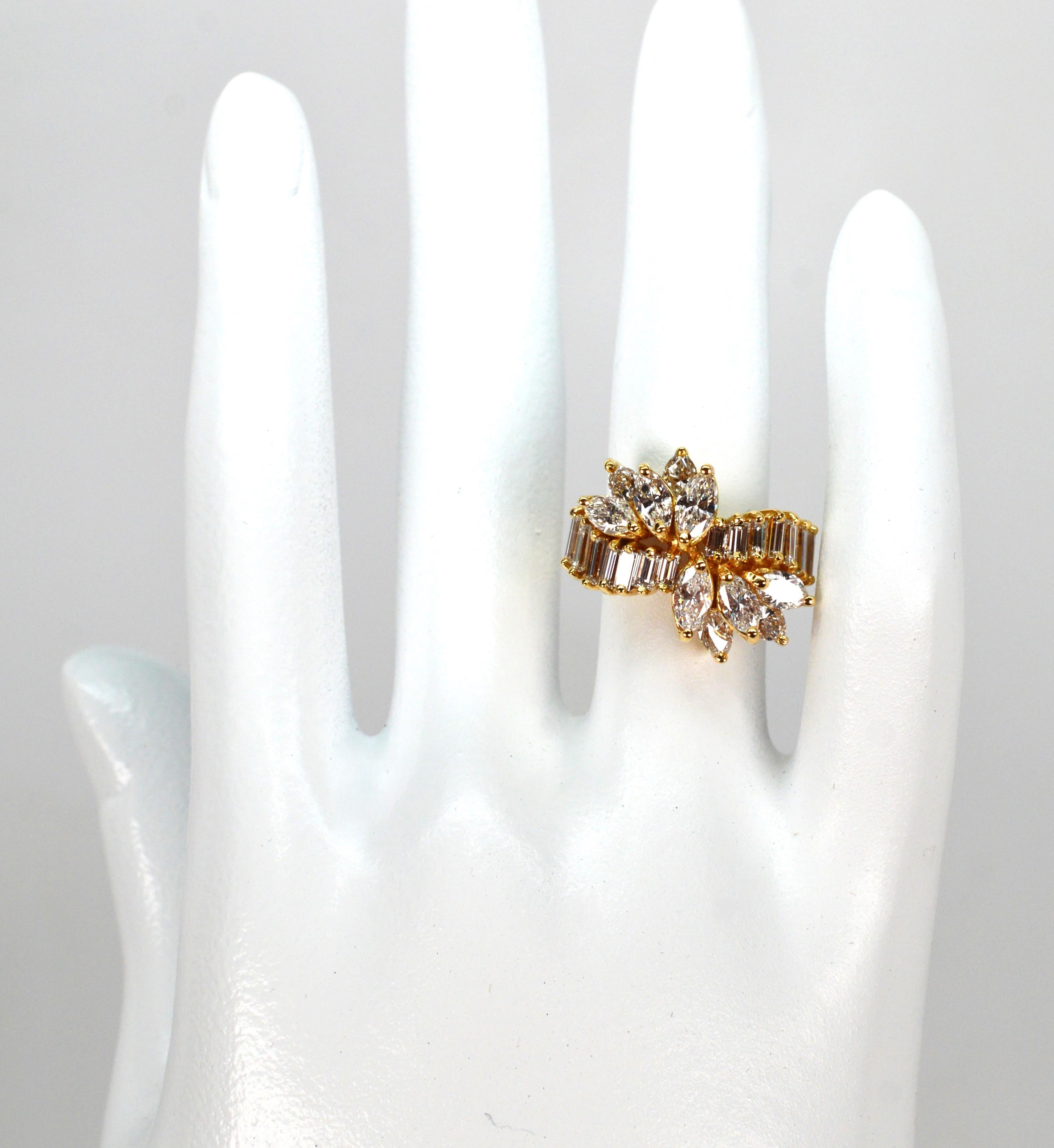 Ribbon of Diamonds 18 Karat Yellow Gold Cocktail Ring For Sale 2