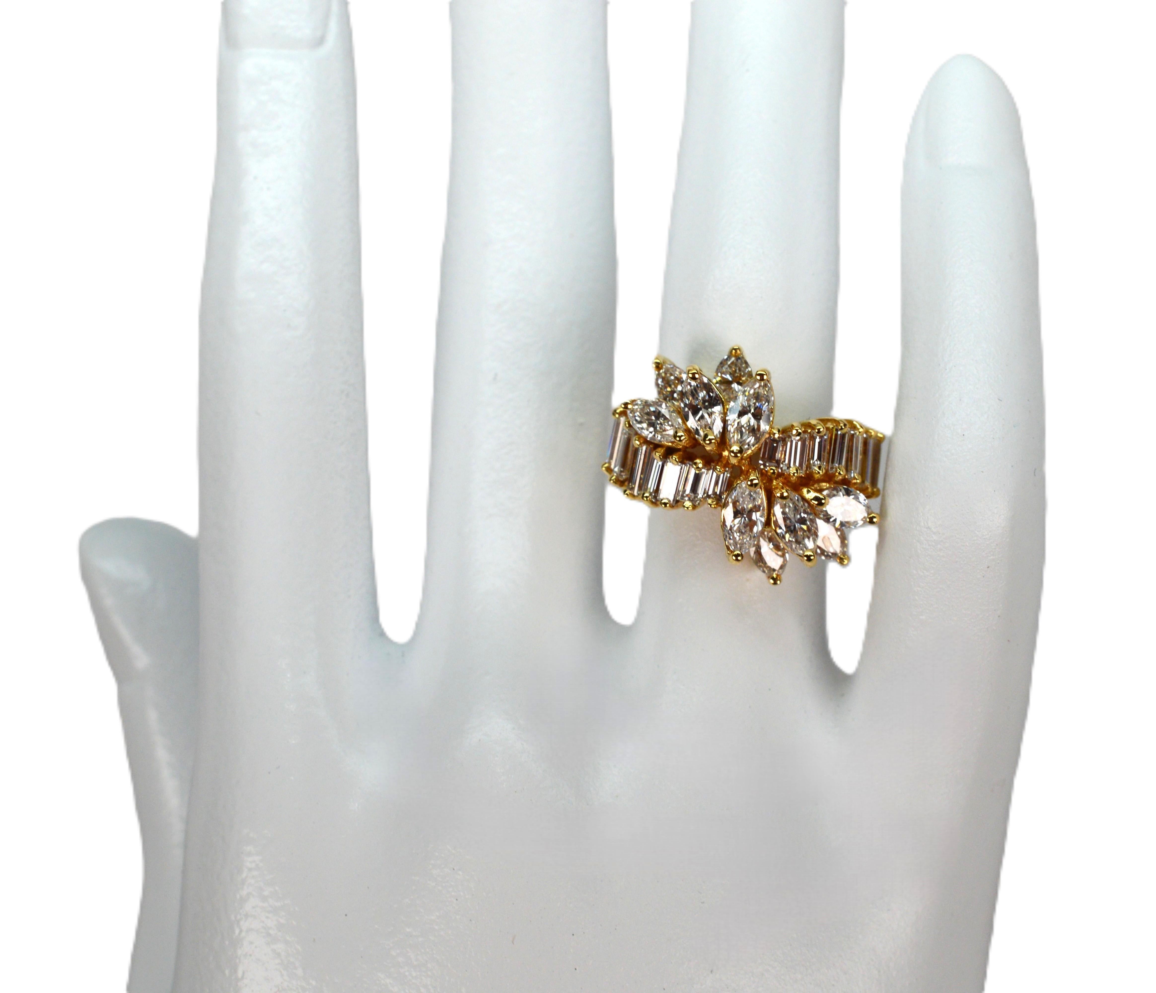 Ribbon of Diamonds 18 Karat Yellow Gold Cocktail Ring For Sale 4