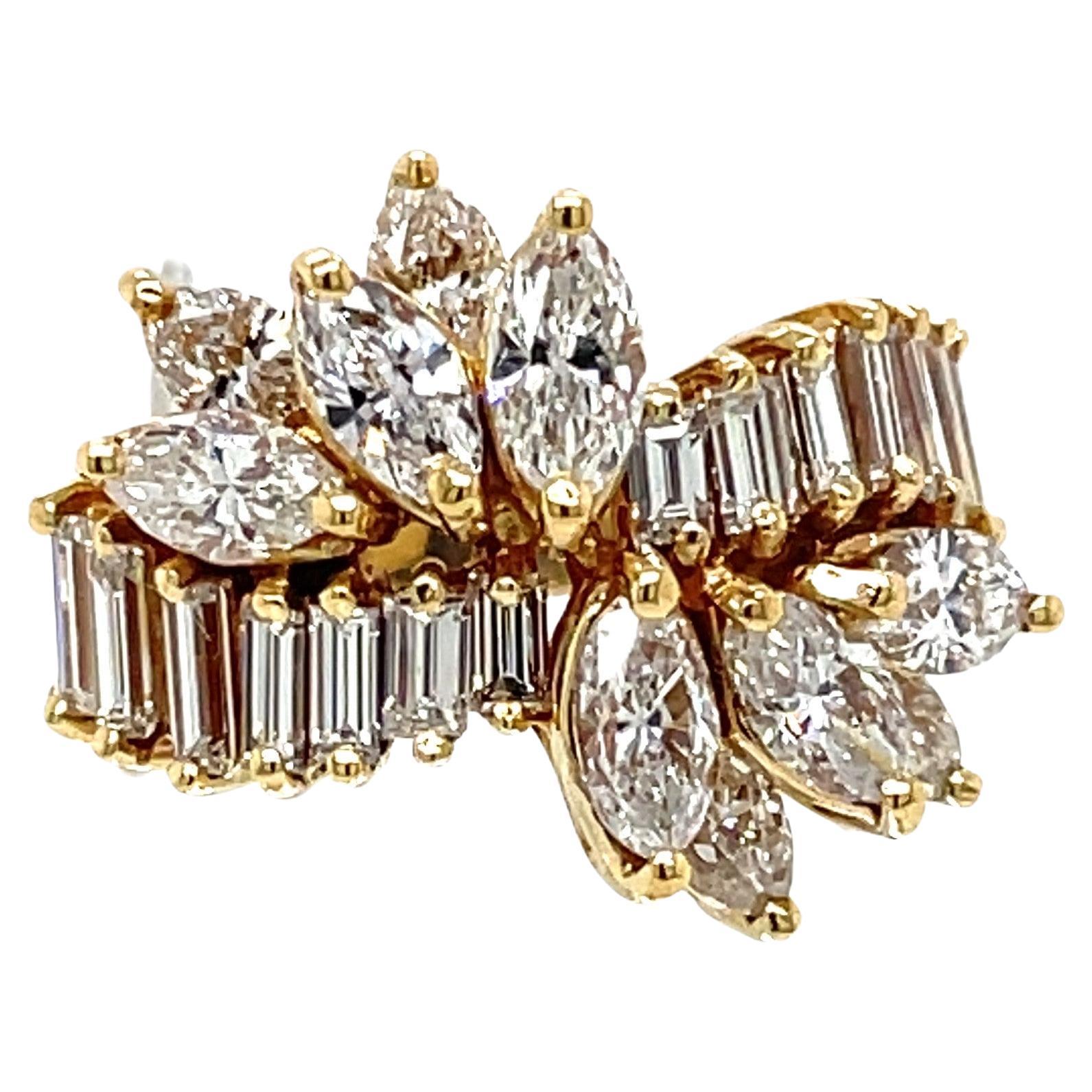 Ribbon of Diamonds 18 Karat Yellow Gold Cocktail Ring For Sale
