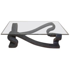"Ribbon" Rectangular Cocktail or Coffee Table in Tessellated Black Stone