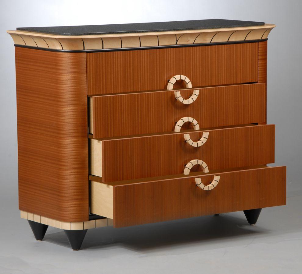 Art Deco Ribbon Sapele Crown Chest of Drawers by Lee Weitzman For Sale
