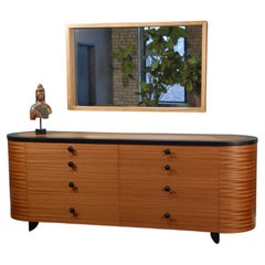 Ribbon Sapeli Elysia Dresser / Chest of Drawers with Black Detailing