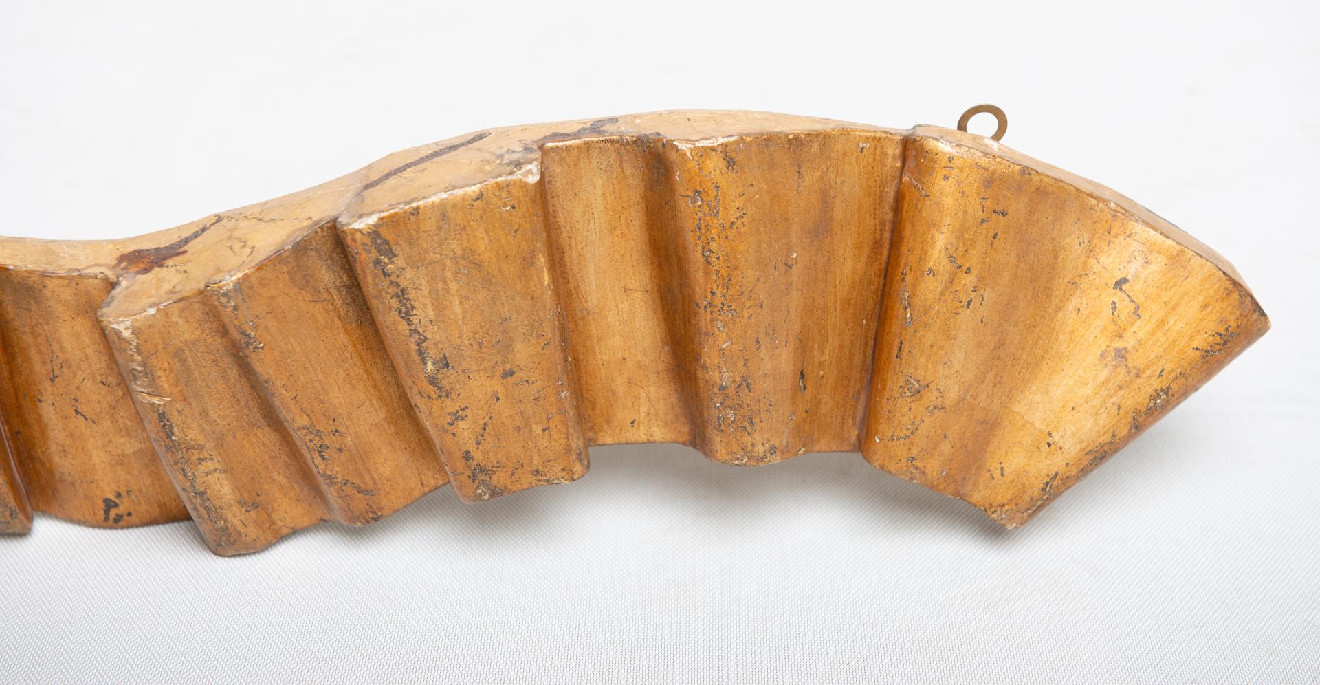 Fruitwood Ribbon-Shaped Antique Frieze in Gilded Wood For Sale