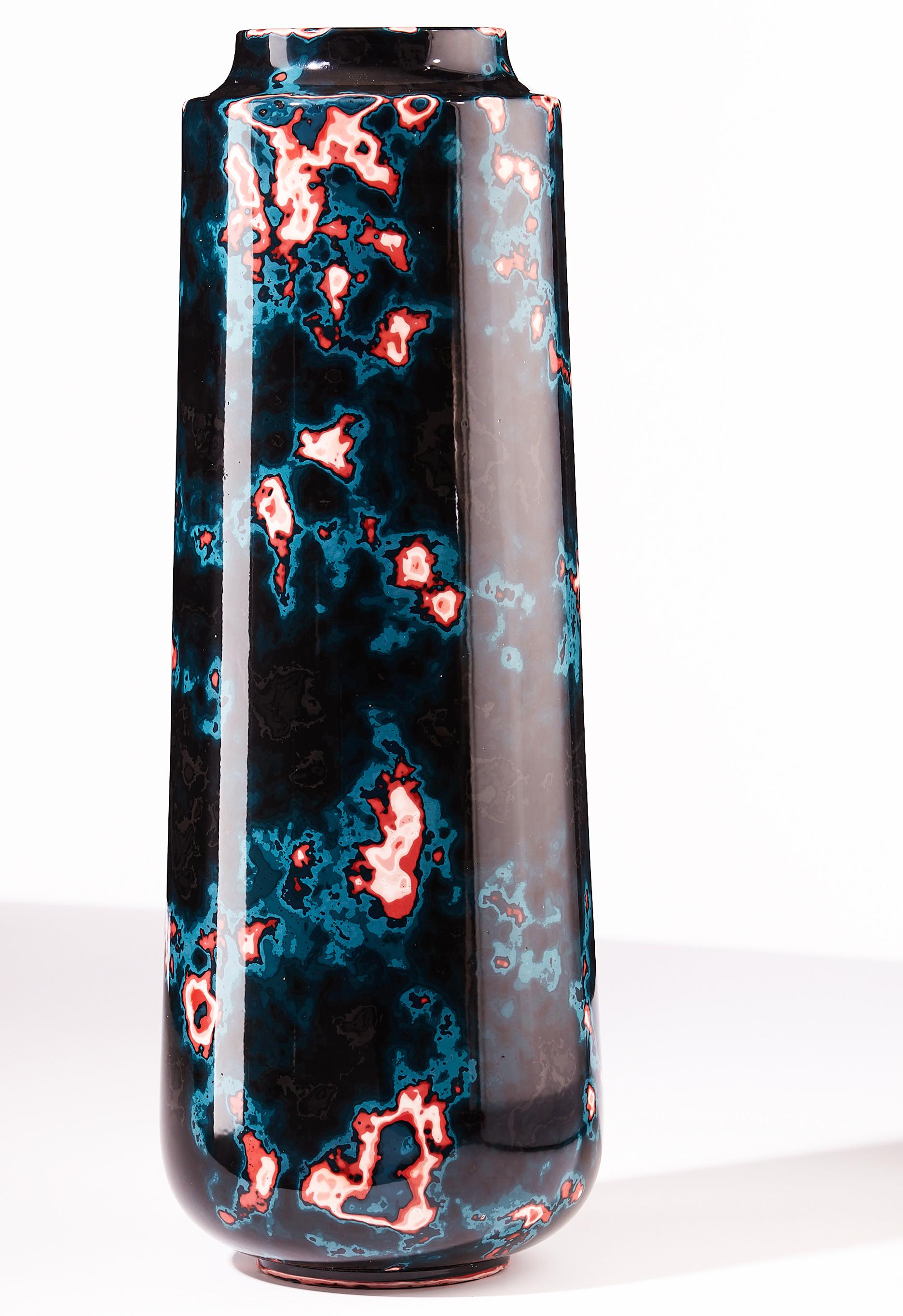 Ribbon Stone, Contemporary Tall Vase in Black , Pink & Blue by Nic Parnell For Sale 5