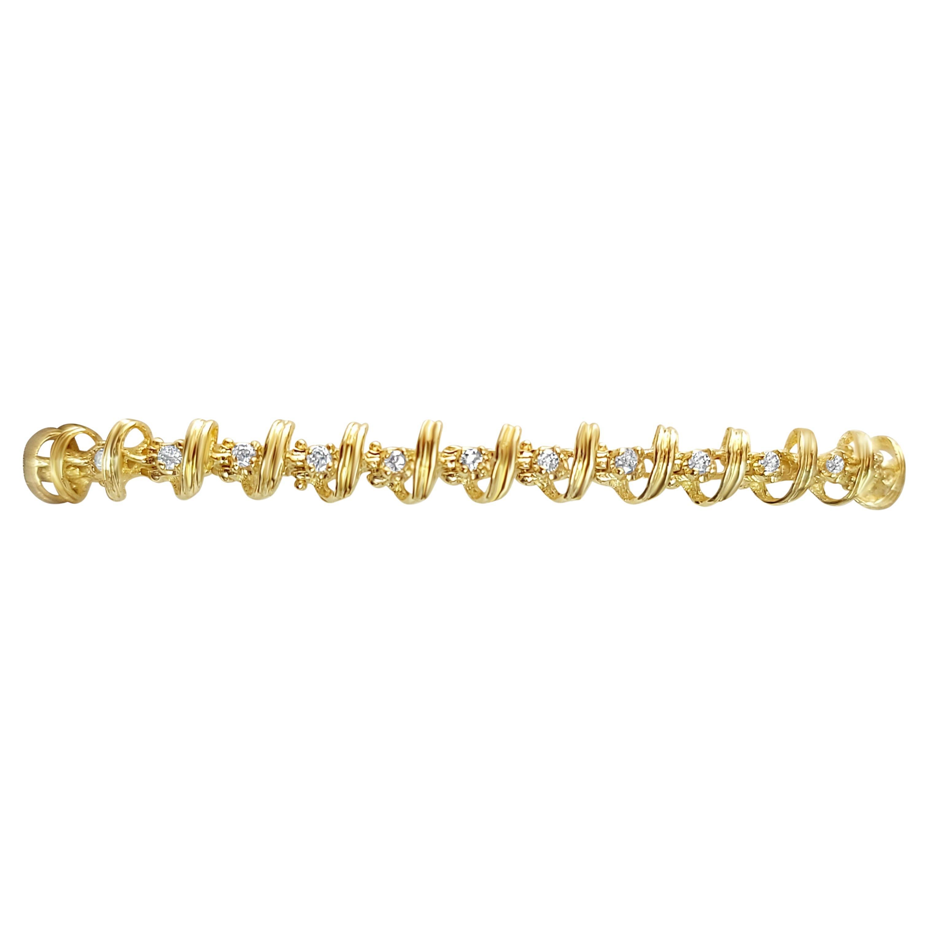 Diamant-Tennisarmband im Schleifenstil 1,00cttw 14k Gelbgold