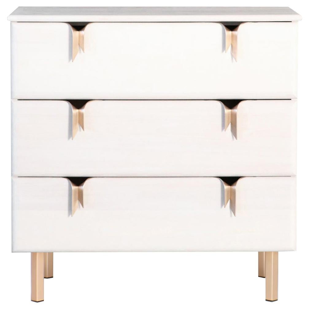 Ribbon 3Drawer Dresser/Bedside, Black Ashwood, Bronze Hardware by