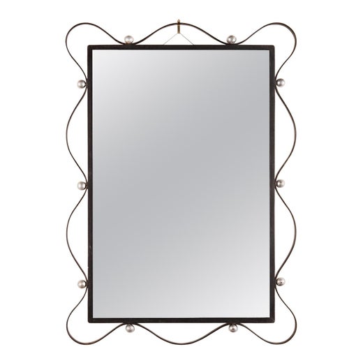 French Wrought Iron Rose Frame Mirror, Rod Iron Mirrors