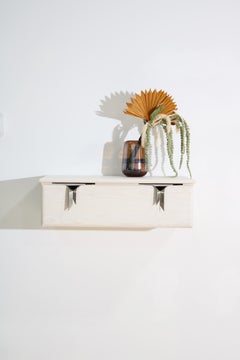 Ribbon Wall Mounted Console Drawer, Ivory Wood, Silver Hardware by Debra Folz