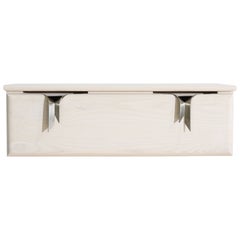 Ribbon Wall Mounted Console Drawer, Ivory Wood, Silver Hardware by Debra Folz
