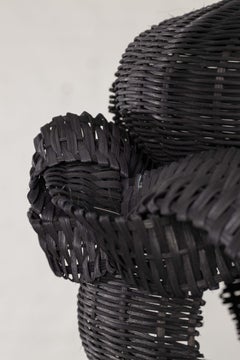 Ribbon Woven Pendant Light in Black Reed