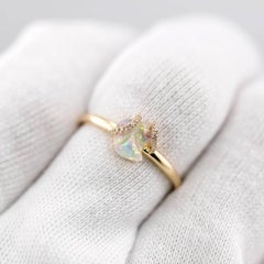 Ribbon Wrap Design Mexican Fire Opal Diamond Engagement Ring 18K Yellow Gold