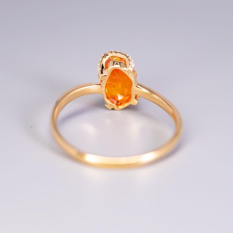 Ribbon Wrap Fire Opal Diamond Engagement Wedding Ring 18K Yellow Gold im Zustand „Neu“ im Angebot in Suwanee, GA
