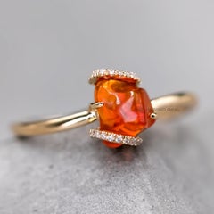 Ribbon Wrap Mexican Fire Opal Diamond Engagement Ring