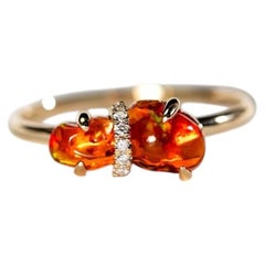 Ribbon Wrapped Fire Opal Diamond Engagement Ring 14K Yellow Gold