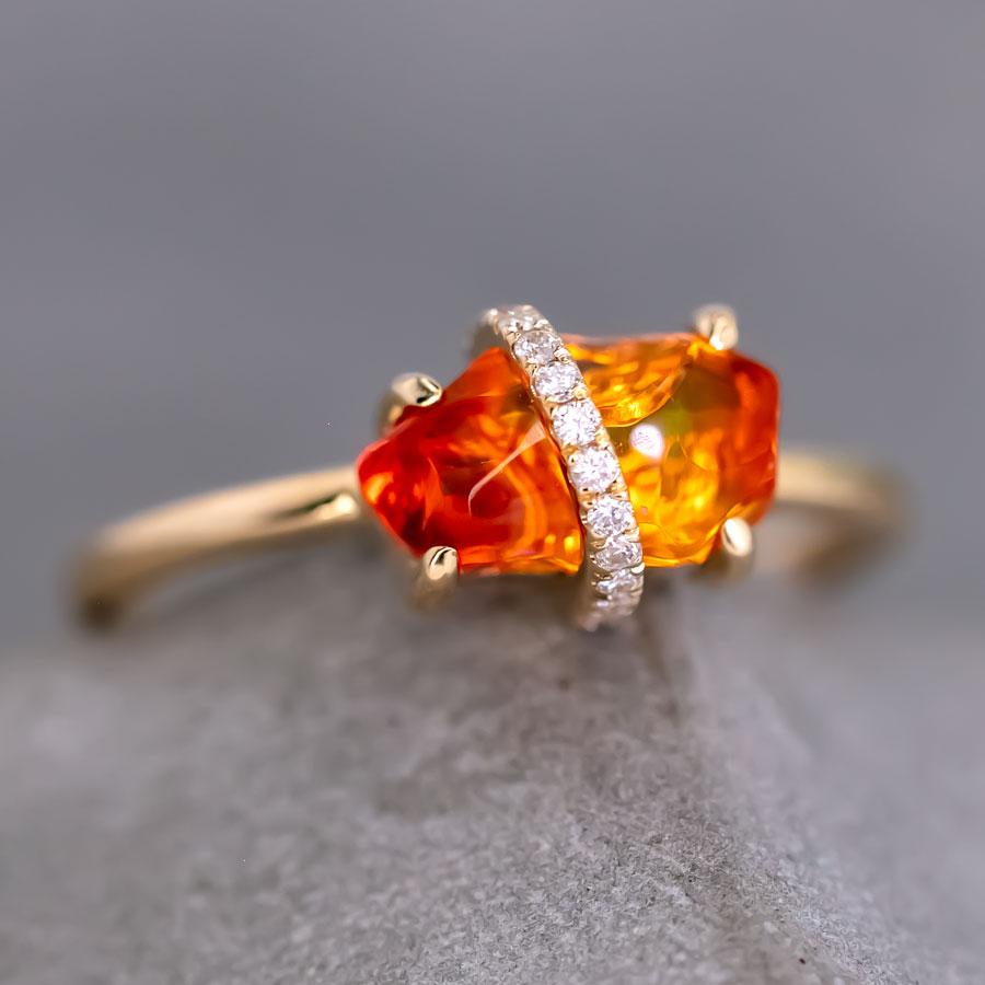 Ribbon Wrapped Mexican Fire Opal Diamond Engagement Wedding Ring 18K Yellow Gold.


Free Domestic USPS First Class Shipping! Free Gift Bag or Box with every order!

Opal—the queen of gemstones, is one of the most beautiful gemstones in the world.